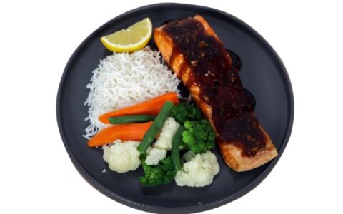 Tiryaki Salmon White Rice And Vegetables