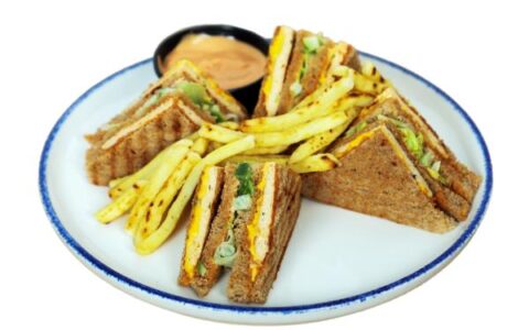 Tuna Club Sandwich With Fries