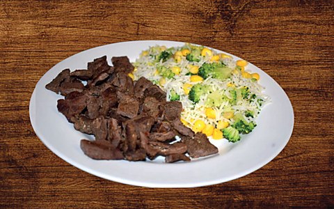 Beef Steak with Mix Corn Broccoli Rice