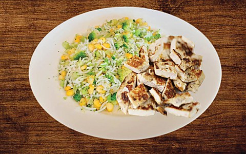 Breast Chicken with Mix Corn Broccoli Rice