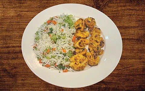 Grilled Shrimp with Mix Vegetable Rice