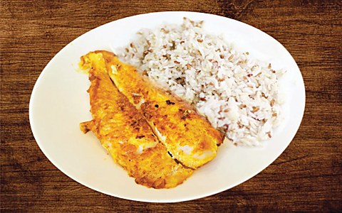 Hamour in Mustard Spices with Brown Rice
