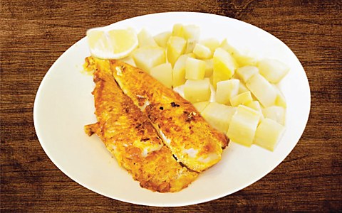 Hamour in Mustard Spices with Sweet Potato
